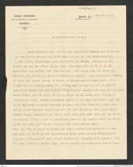 Nachlass Franz Steindachner, Brief und Beilage (Rechnung) von Gustav Schneider (junior) an Franz Steindachner (02.12.1911), Inv.Nr. 462.20, Seite 1